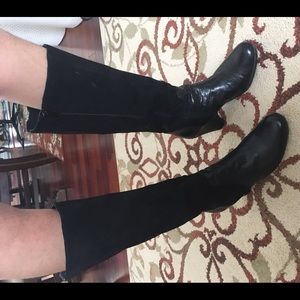 Women mixed leather and suede boots.